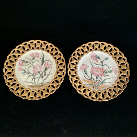 C. Teilsch & Co. Other - 2 Antique Carl Tielsch Reticulated Porcelain Plates Altwasser Silesia 8.5"